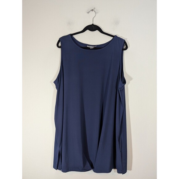 Jessica London Womens Sleeveless Flowy Top Navy Plus 26/28 Mature Lagenlook - Picture 1 of 5